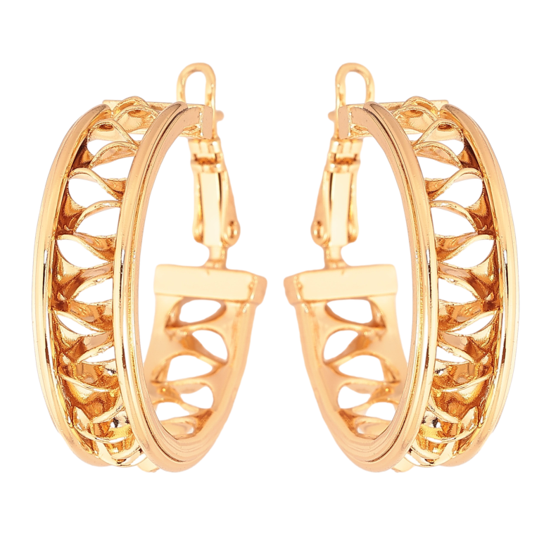 Сережки Xuping колір Позолота 18K кільця (конго) "Декоративний візерунок" ø 3см фото №12