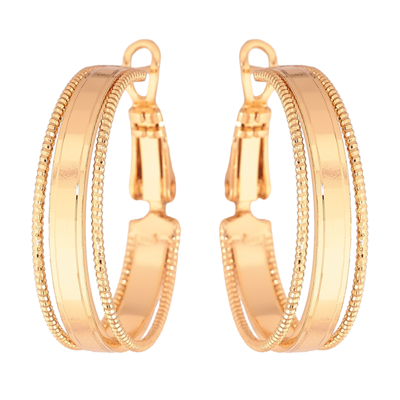 Сережки Xuping колір Позолота 18K кільця (конго) "Декоративний візерунок" ø 2.5см фото №1