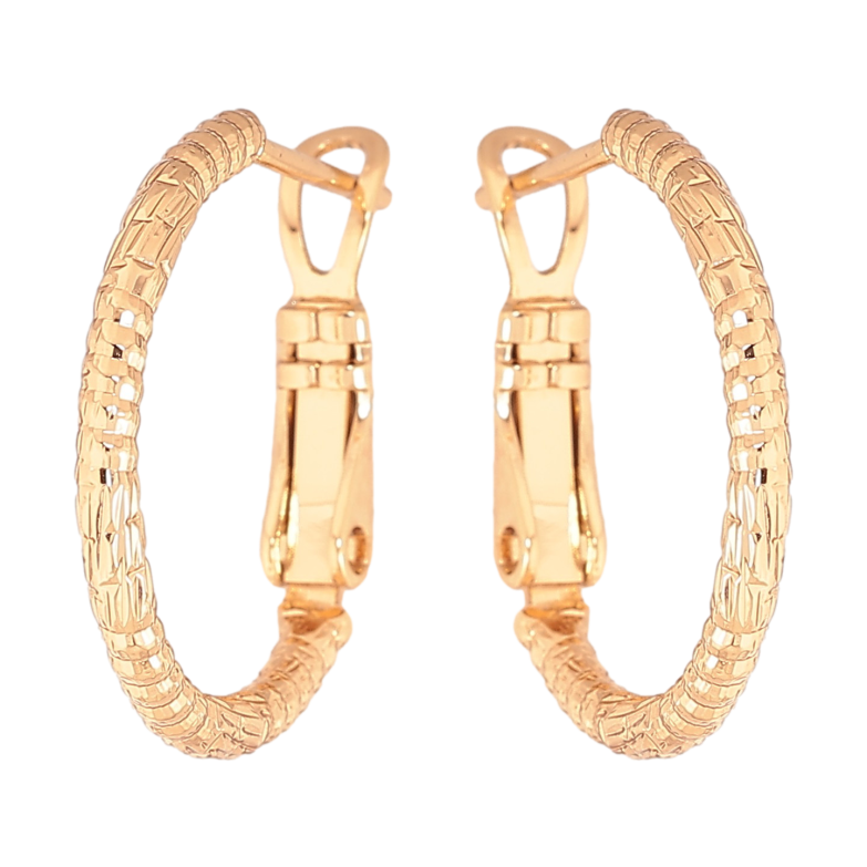 Сережки Xuping колір Позолота 18K кільця (конго) "Декоративний візерунок" ø 2см фото №1