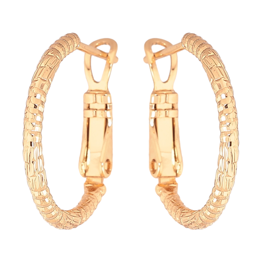 Сережки Xuping колір Позолота 18K кільця (конго) "Декоративний візерунок" ø 2см фото №1