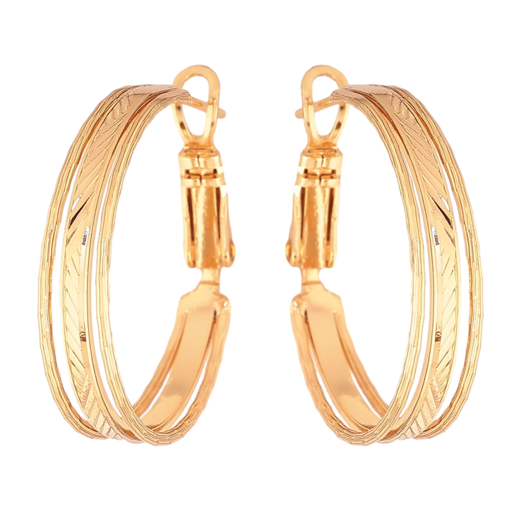 Сережки Xuping колір Позолота 18K кільця (конго) "Декоративний візерунок" ø 2.5см фото №9 Сережки Xuping колір Позолота 18K кільця (конго) "Декоративний візерунок" ø 2.5см фото №9