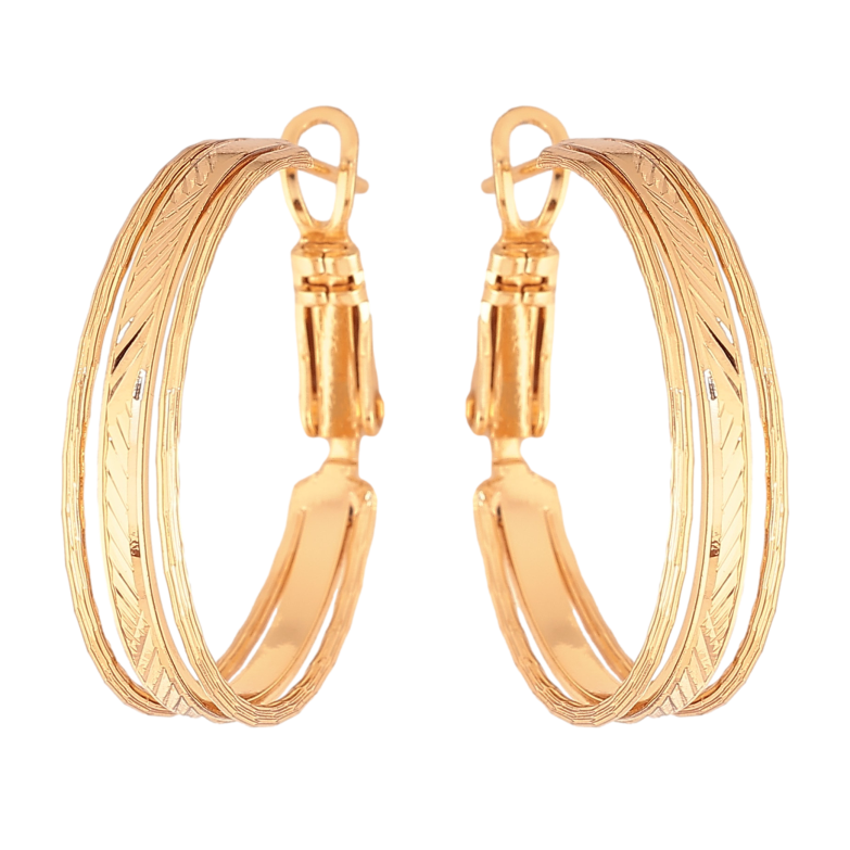 Сережки Xuping колір Позолота 18K кільця (конго) "Декоративний візерунок" ø 2.5см фото №18