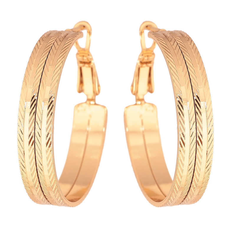 Сережки Xuping колір Позолота 18K кільця (конго) "Декоративний візерунок" ø 3см фото №4