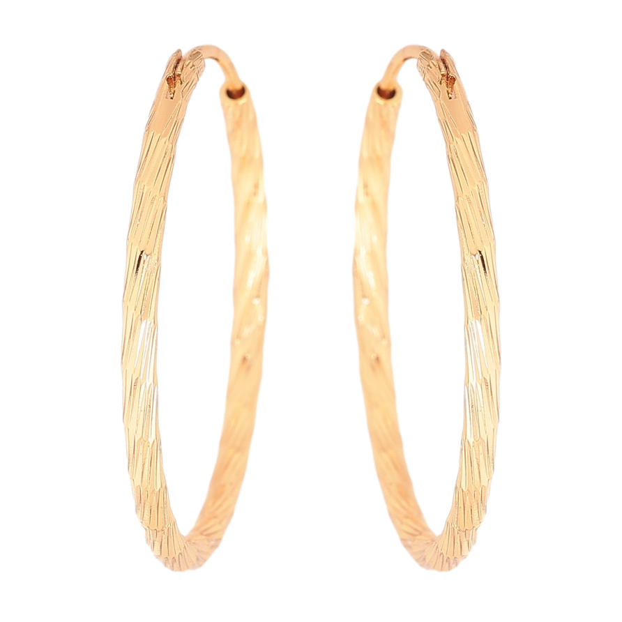 Сережки Xuping колір Позолота 18K кільця (конго) "Декоративний візерунок" ø 3см фото №1