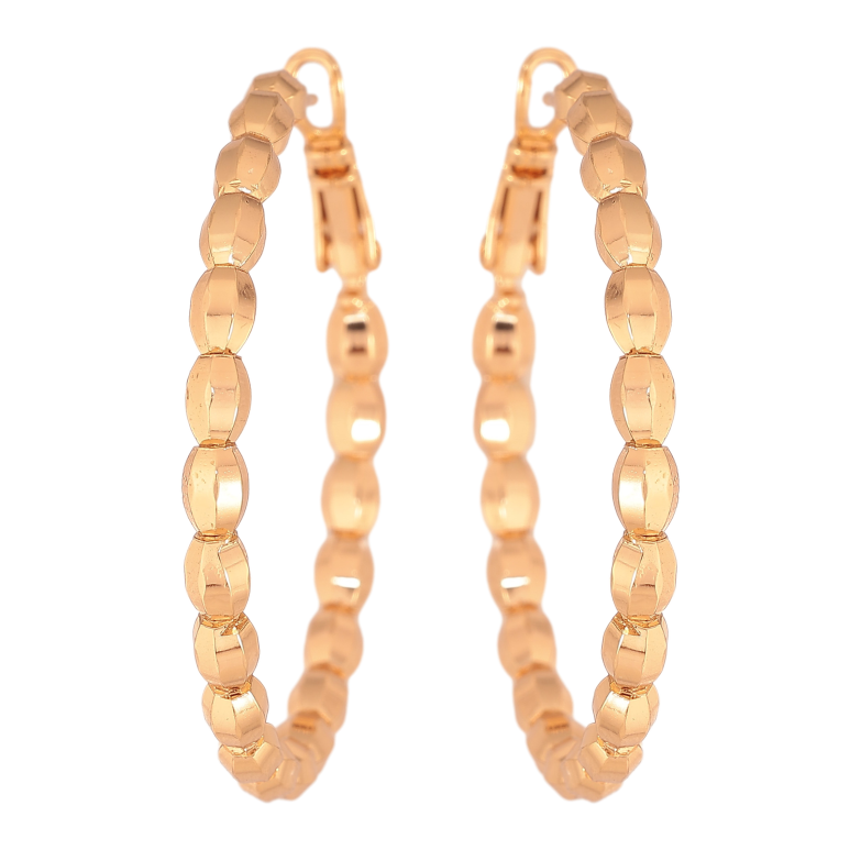 Сережки Xuping колір Позолота 18K кільця (конго) "Декоративний візерунок" ø 4см фото №1