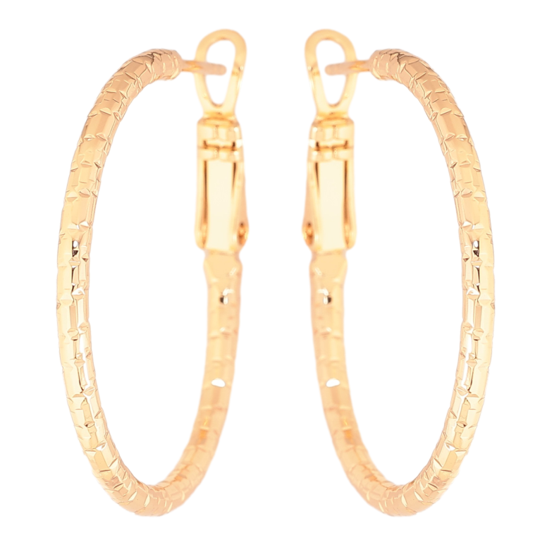 Сережки Xuping колір Позолота 18K кільця (конго) "Декоративний візерунок" ø 3см фото №5