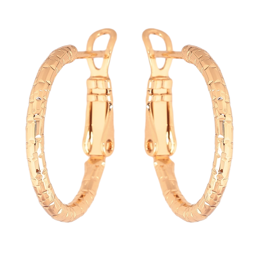 Сережки Xuping колір Позолота 18K кільця (конго) "Декоративний візерунок" ø 2см фото №1