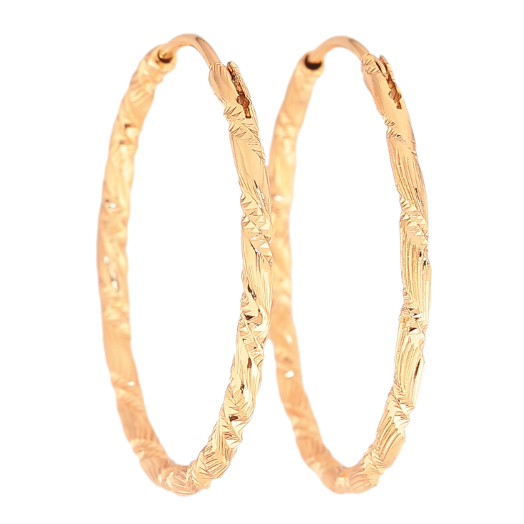 Сережки Xuping колір Позолота 18K кільця (конго) "Декоративний візерунок" ø 3см фото №15 Сережки Xuping колір Позолота 18K кільця (конго) "Декоративний візерунок" ø 3см фото №15