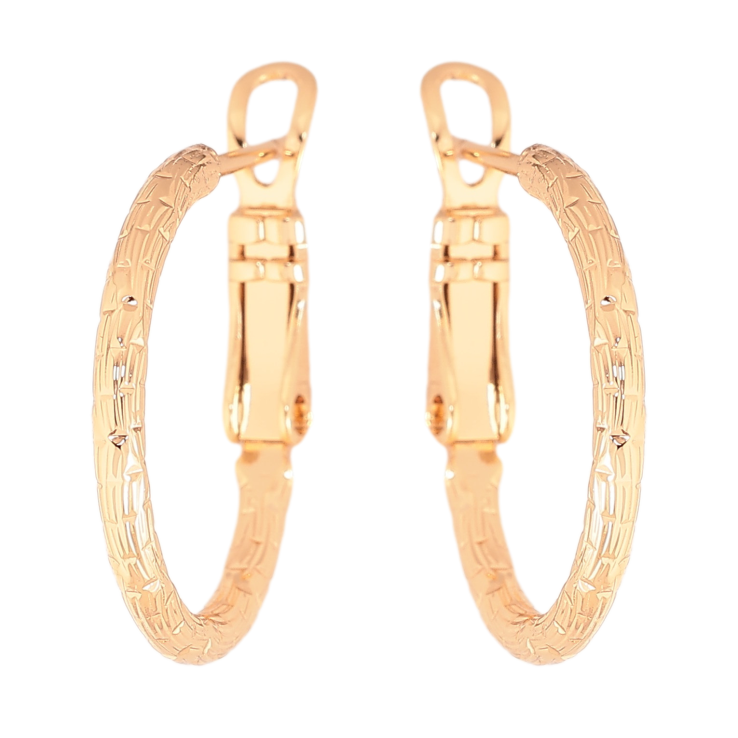 Сережки Xuping колір Позолота 18K кільця (конго) "Декоративний візерунок" ø 2см фото №3 Сережки Xuping колір Позолота 18K кільця (конго) "Декоративний візерунок" ø 2см фото №3