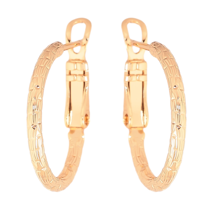 Сережки Xuping колір Позолота 18K кільця (конго) "Декоративний візерунок" ø 2см фото №1