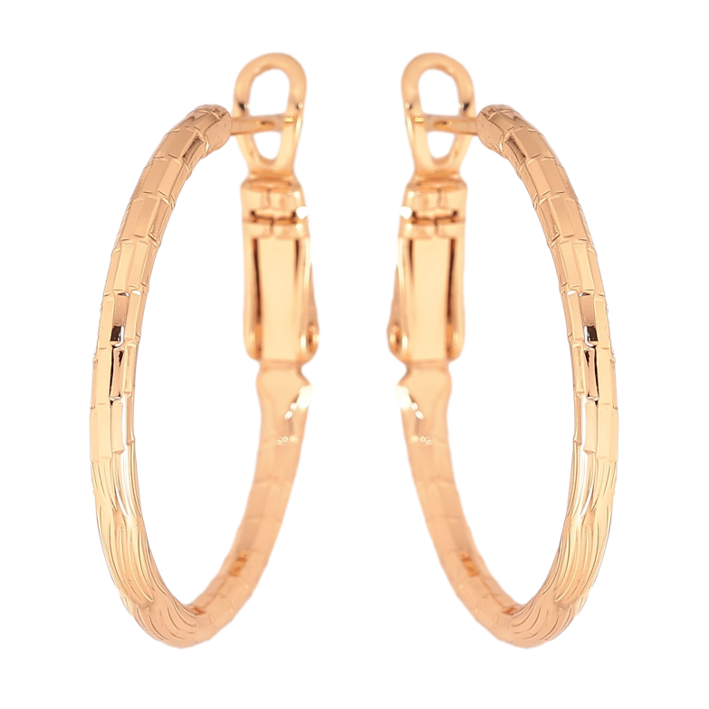 Серьги Xuping цвет Позолота 18K кольца (конго) "Декоративный узор" ø 2.5см фото №1