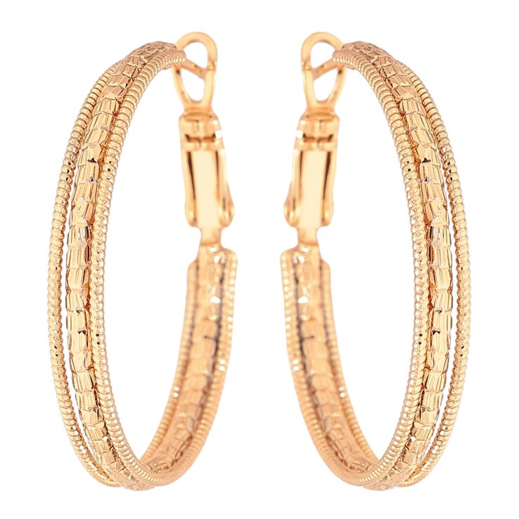 Сережки Xuping колір Позолота 18K кільця (конго) "Декоративний візерунок" ø 3см фото №18 Сережки Xuping колір Позолота 18K кільця (конго) "Декоративний візерунок" ø 3см фото №18