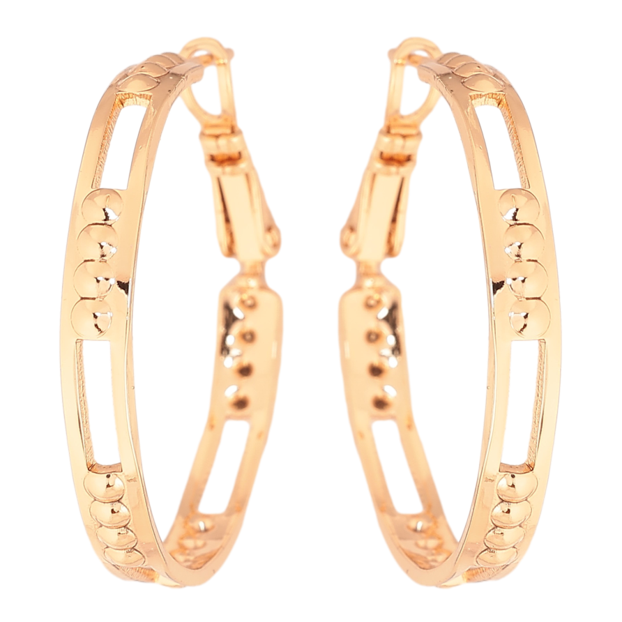 Сережки Xuping колір Позолота 18K кільця (конго) "Декоративний візерунок" ø 3см фото №1