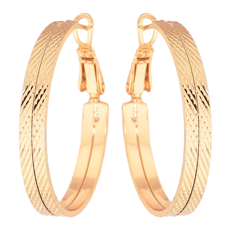 Сережки Xuping колір Позолота 18K кільця (конго) "Декоративний візерунок" ø 3см фото №8 Сережки Xuping колір Позолота 18K кільця (конго) "Декоративний візерунок" ø 3см фото №8