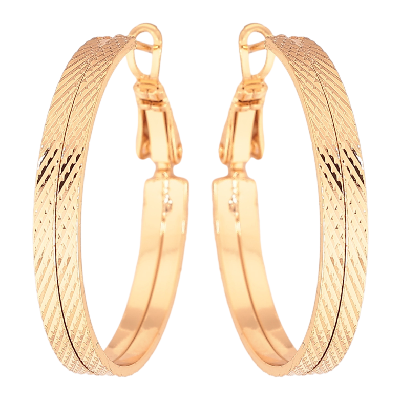 Сережки Xuping колір Позолота 18K кільця (конго) "Декоративний візерунок" ø 3см фото №10