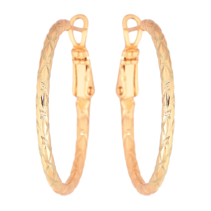 Сережки Xuping колір Позолота 18K кільця (конго) "Декоративний візерунок" ø 3см фото №19 Сережки Xuping колір Позолота 18K кільця (конго) "Декоративний візерунок" ø 3см фото №19