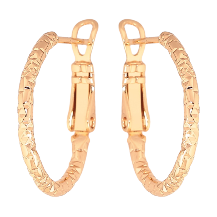 Сережки Xuping колір Позолота 18K кільця (конго) "Декоративний візерунок" ø 2см фото №2 Сережки Xuping колір Позолота 18K кільця (конго) "Декоративний візерунок" ø 2см фото №2