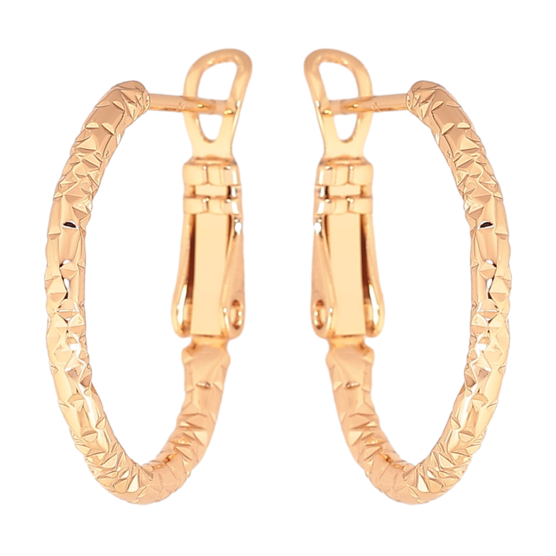 Сережки Xuping колір Позолота 18K кільця (конго) "Декоративний візерунок" ø 2см фото №1