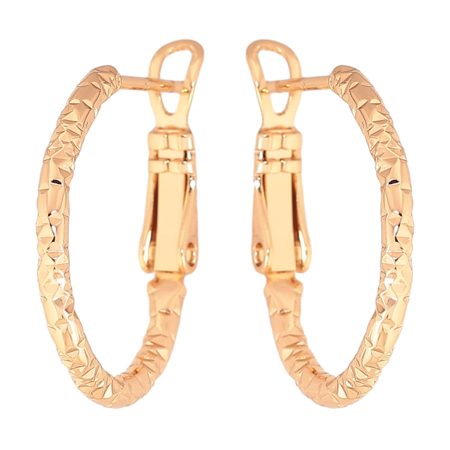 Сережки Xuping колір Позолота 18K кільця (конго) "Декоративний візерунок" ø 2см фото №1