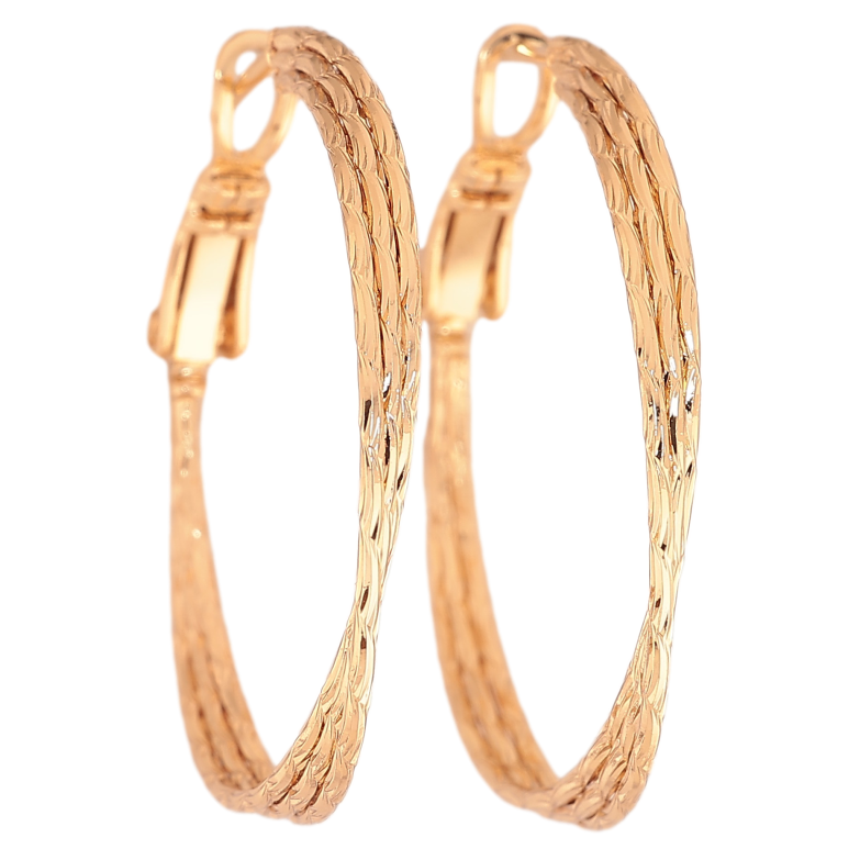 Серьги Xuping цвет Позолота 18K кольца (конго) "Декоративный узор" ø 3см фото №1