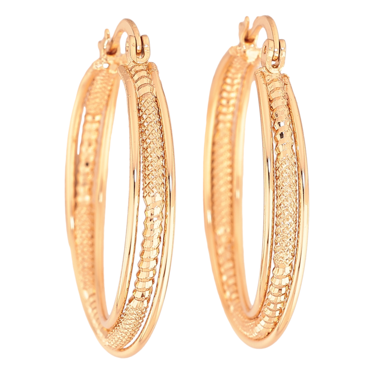 Сережки Xuping колір Позолота 18K кільця (конго) "Декоративний візерунок" ø 3см фото №18 Сережки Xuping колір Позолота 18K кільця (конго) "Декоративний візерунок" ø 3см фото №18