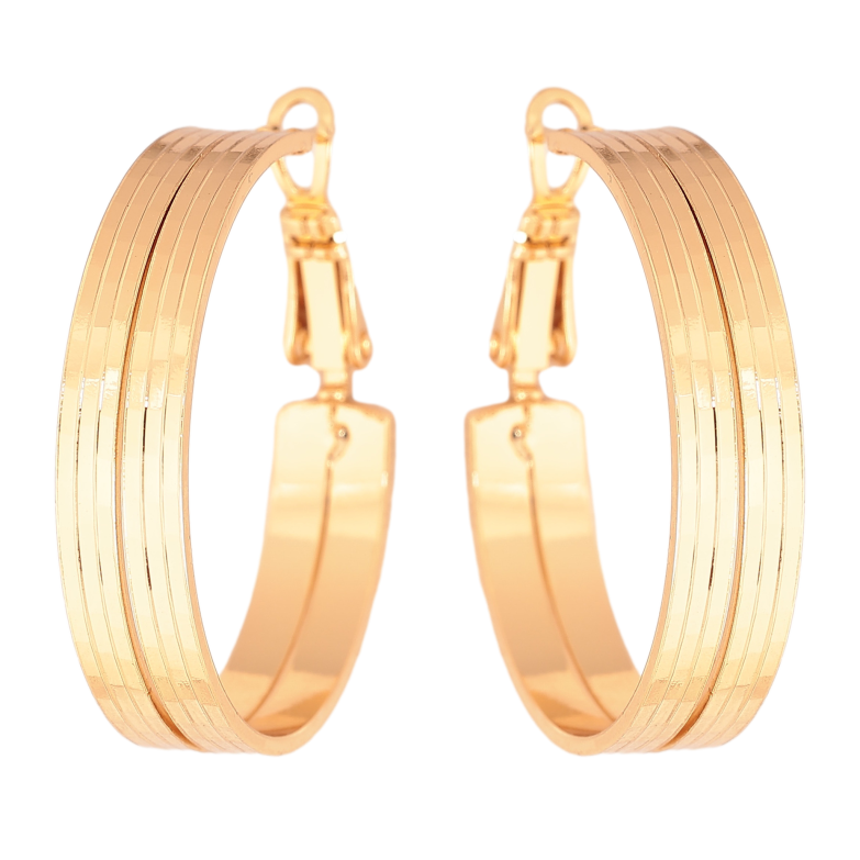 Сережки Xuping колір Позолота 18K кільця (конго) "Декоративний візерунок" ø 3см фото №1