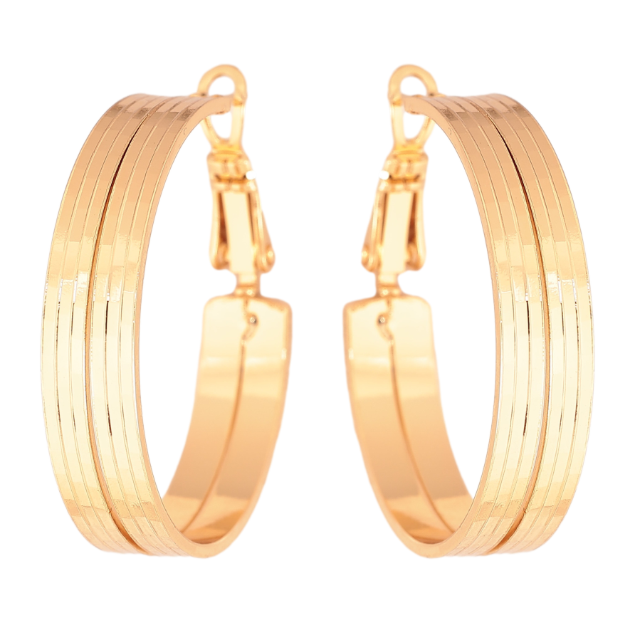 Сережки Xuping колір Позолота 18K кільця (конго) "Декоративний візерунок" ø 3см фото №1