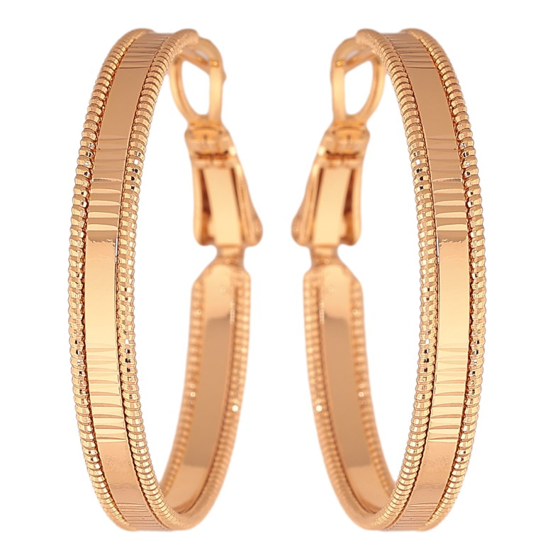 Сережки Xuping колір Позолота 18K кільця (конго) "Декоративний візерунок" ø 3см фото №1