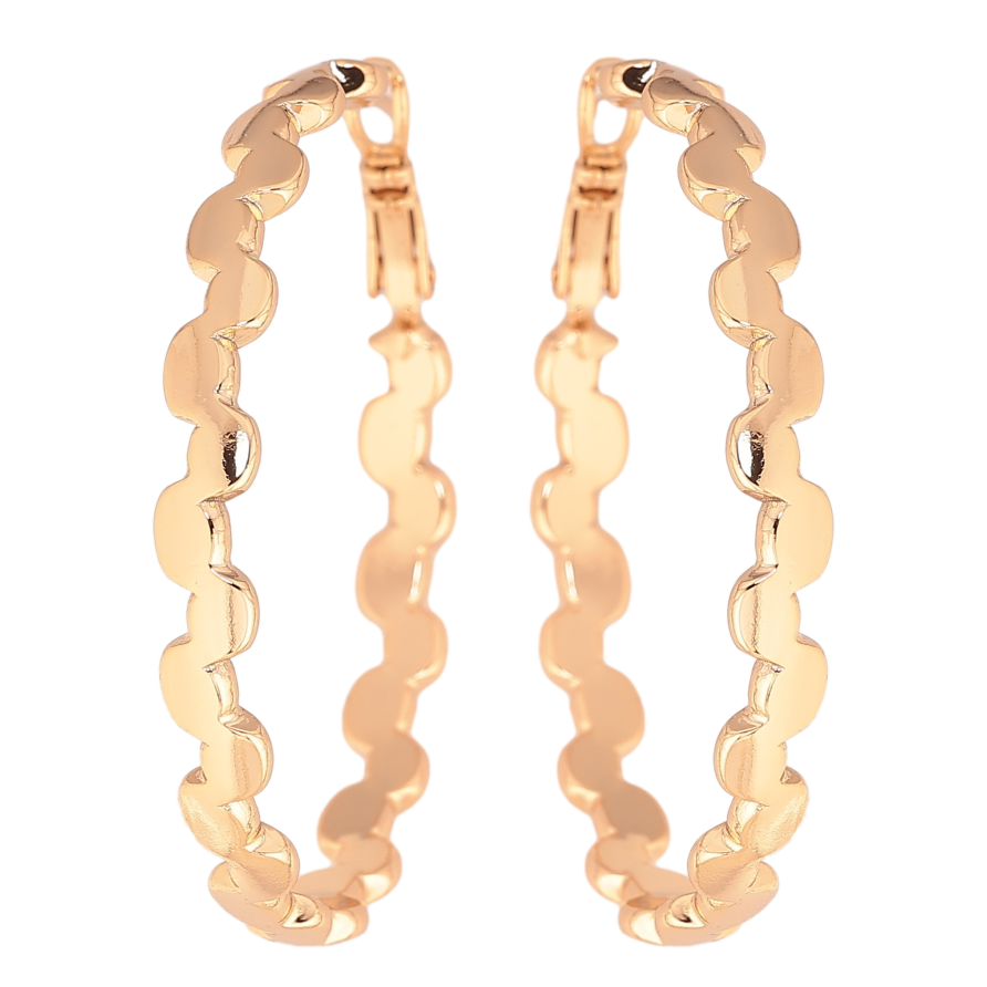 Сережки Xuping колір Позолота 18K кільця (конго) "Декоративний візерунок" ø 4.5см фото №1