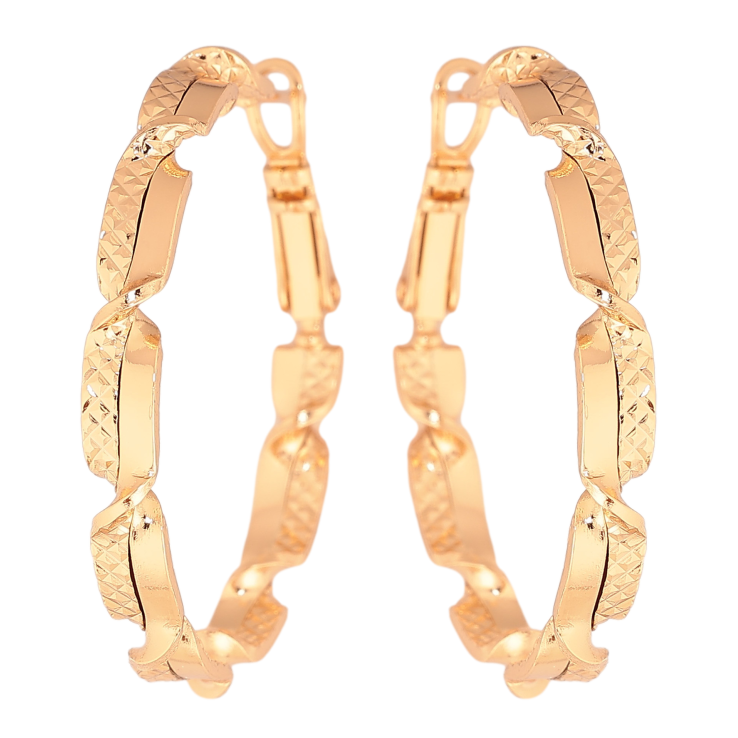 Сережки Xuping колір Позолота 18K кільця (конго) "Декоративний візерунок" ø 3.5см фото №24 Сережки Xuping колір Позолота 18K кільця (конго) "Декоративний візерунок" ø 3.5см фото №24