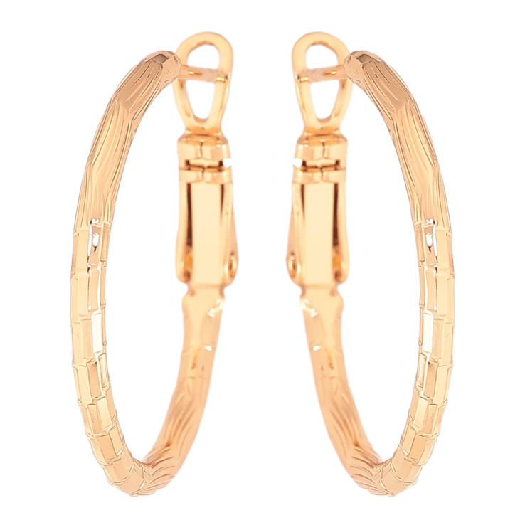 Сережки Xuping колір Позолота 18K кільця (конго) "Декоративний візерунок" ø 2.5см фото №10 Сережки Xuping колір Позолота 18K кільця (конго) "Декоративний візерунок" ø 2.5см фото №10