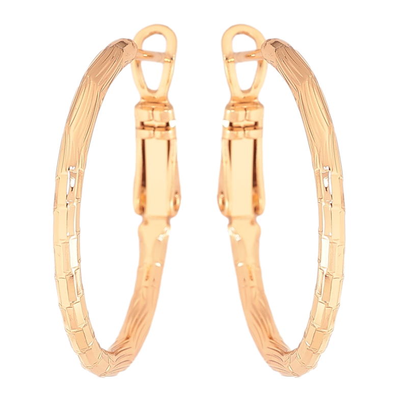 Сережки Xuping колір Позолота 18K кільця (конго) "Декоративний візерунок" ø 2.5см фото №11