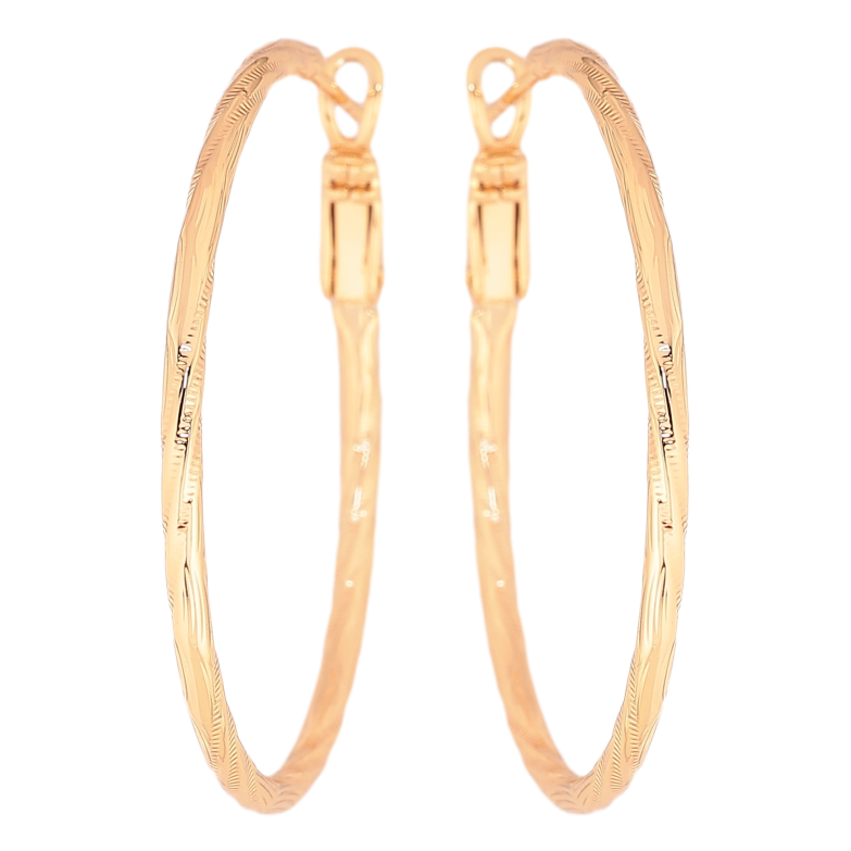 Сережки Xuping колір Позолота 18K кільця (конго) "Декоративний візерунок" ø 4см фото №1