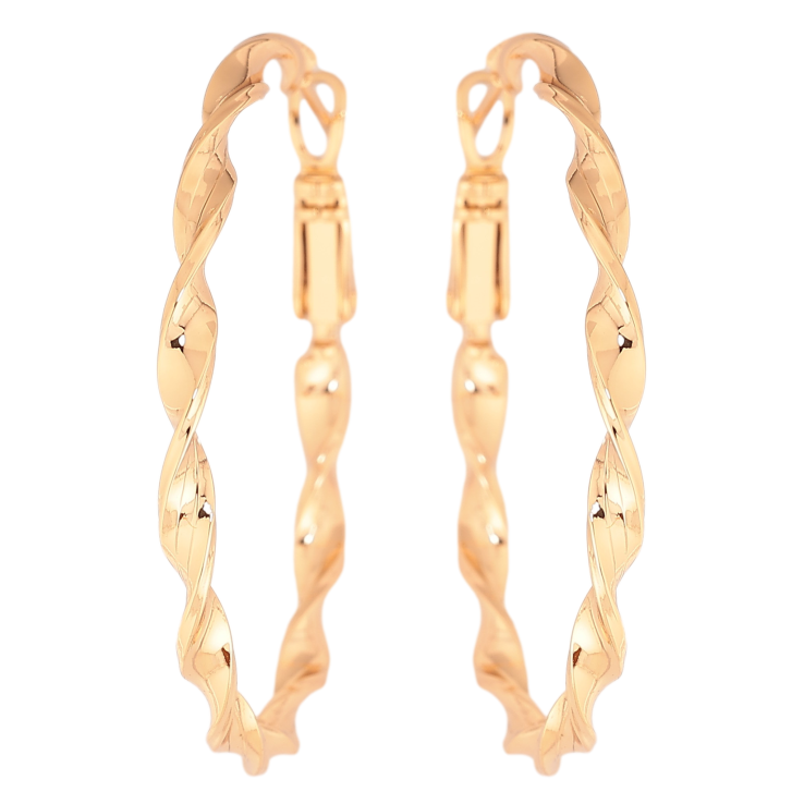 Серьги Xuping цвет Позолота 18K кольца (конго) "Декоративный узор" ø 4см фото №7