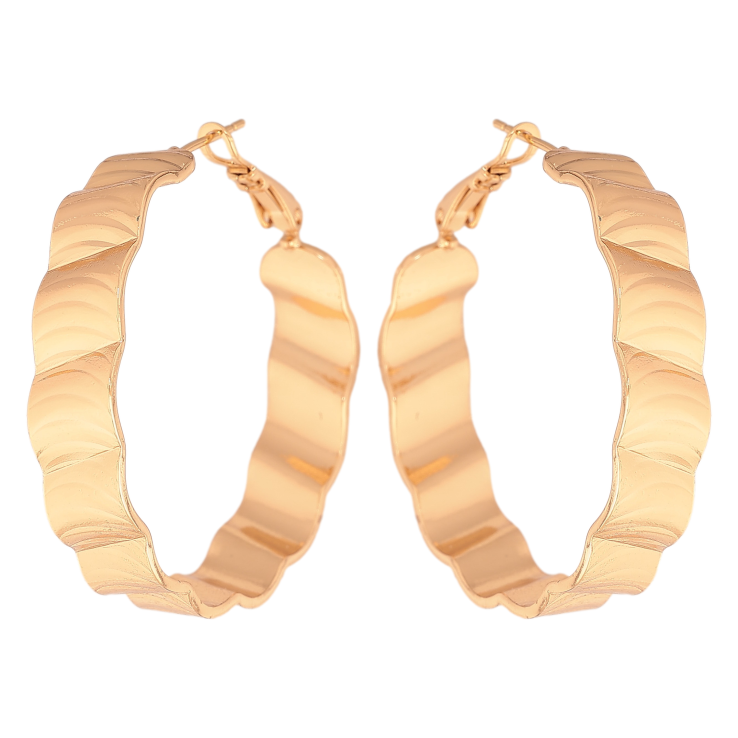 Сережки Xuping колір Позолота 18K кільця (конго) "Декоративний візерунок" ø 4см фото №4 Сережки Xuping колір Позолота 18K кільця (конго) "Декоративний візерунок" ø 4см фото №4