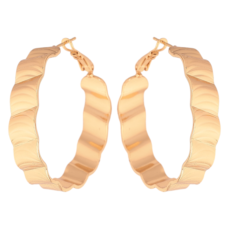 Сережки Xuping колір Позолота 18K кільця (конго) "Декоративний візерунок" ø 4см фото №1