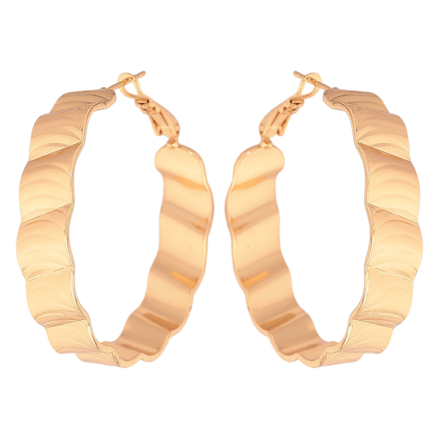 Сережки Xuping колір Позолота 18K кільця (конго) "Декоративний візерунок" ø 4см фото №1