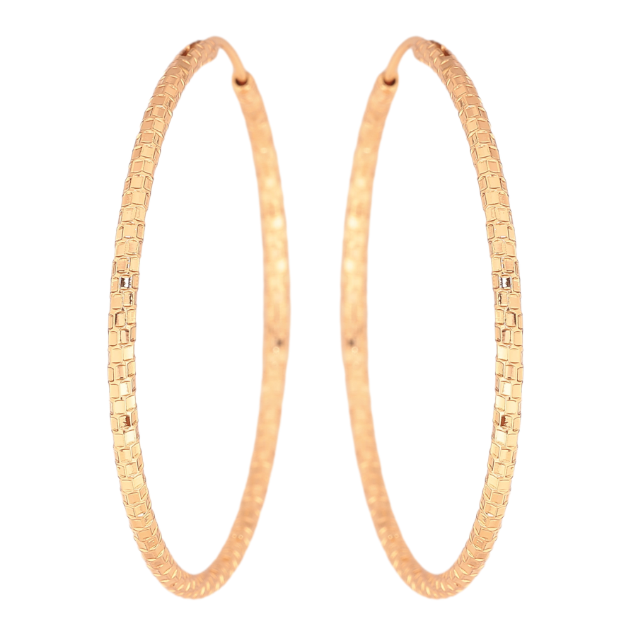 Сережки Xuping колір Позолота 18K кільця (конго) "Декоративний візерунок" ø 4.7см фото №1