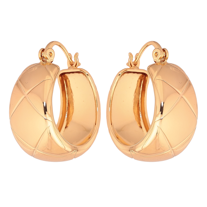 Серьги Xuping цвет Позолота 18K кольца (конго) "Широкие кольца с узором" ø 2см фото №1