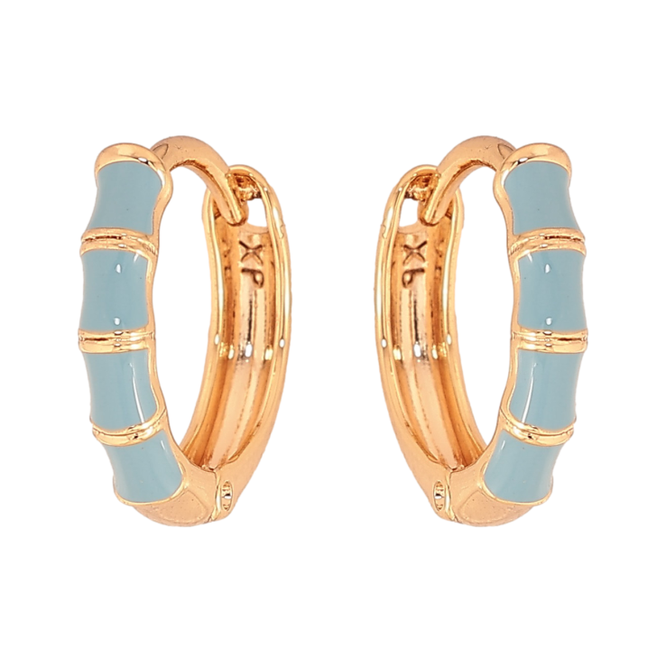 Сережки Xuping колір Позолота 18К кільця "Візерунок з блакитною емаллю" фото №4