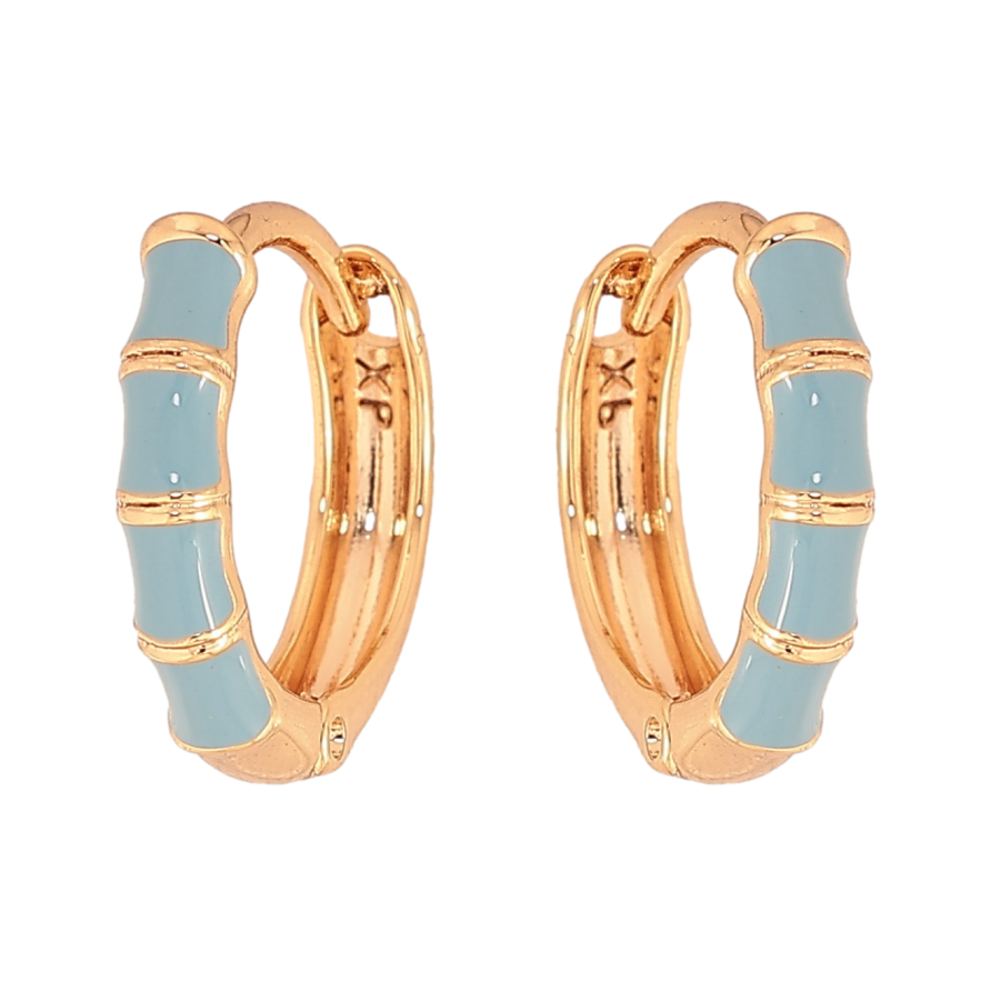 Сережки Xuping колір Позолота 18К кільця "Візерунок з блакитною емаллю" фото №1