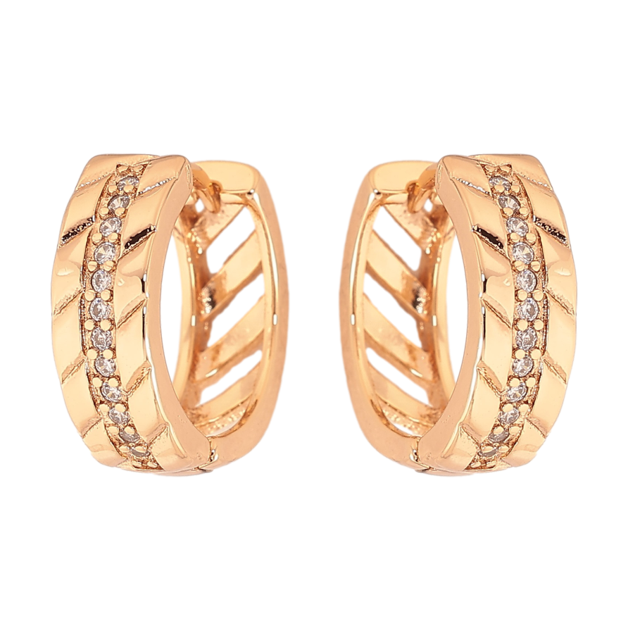 Серьги Xuping цвет Позолота 18К колечки "Узор с кристаллами" фото №1