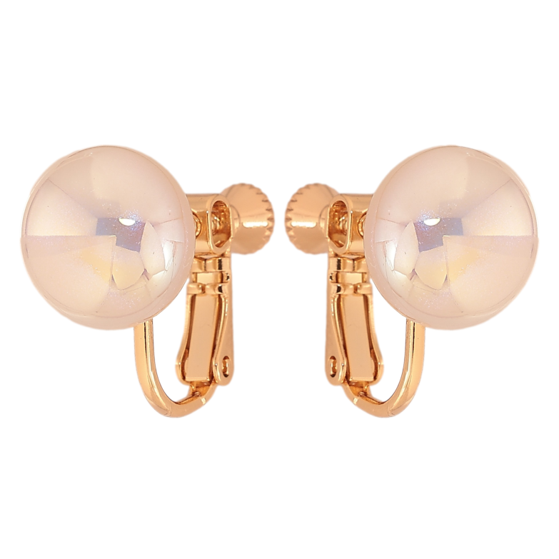 Сережки Xuping колір Позолота 18К кліпси на закрутках "Перламутрові еліпсоїди" ø 12мм фото №1