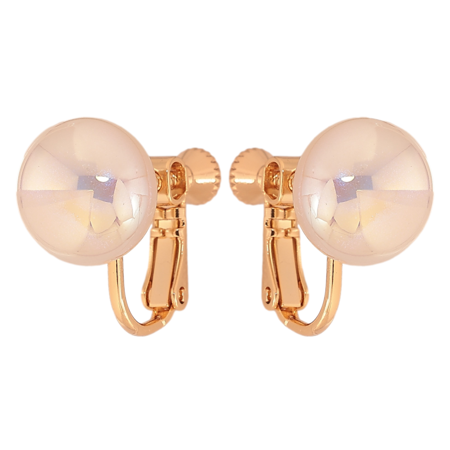 Сережки Xuping колір Позолота 18К кліпси на закрутках "Перламутрові еліпсоїди" ø 12мм фото №1