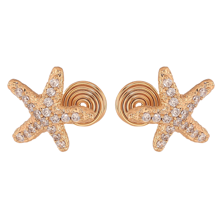 Сережки Xuping колір Позолота 18К кафи "Морські зірки з кристалами" фото №15