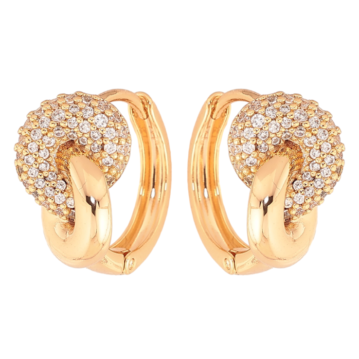 Серьги Xuping цвет Позолота 18K колечки "Узор с кристаллами"  фото №14