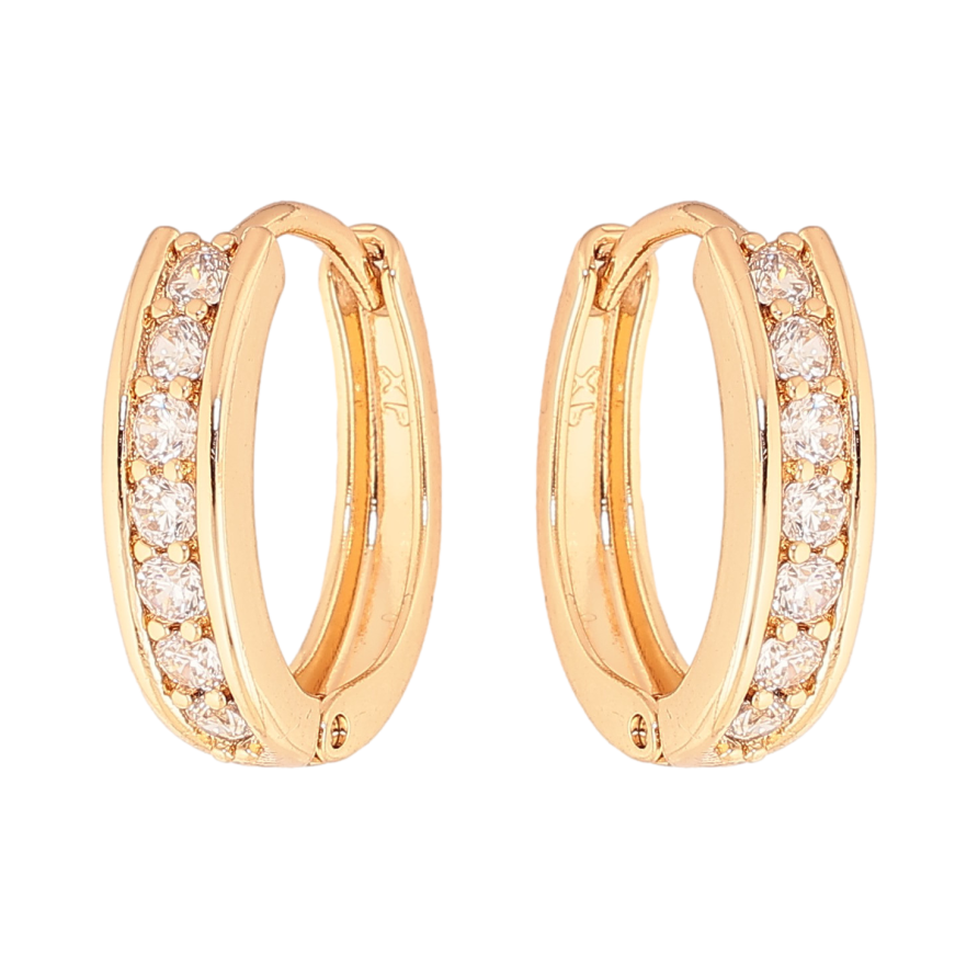 Серьги Xuping цвет Позолота 18K колечки "Дорожки кристаллов" фото №1 Серьги Xuping цвет Позолота 18K колечки "Дорожки кристаллов" фото №1