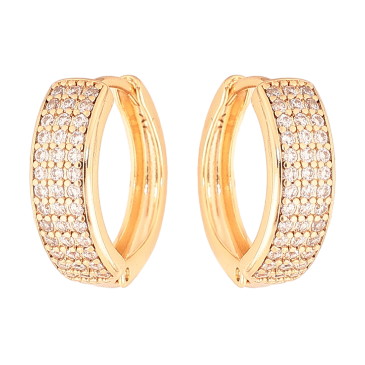 Серьги Xuping цвет Позолота 18К колечки "Инкрустация кристаллами" фото №7