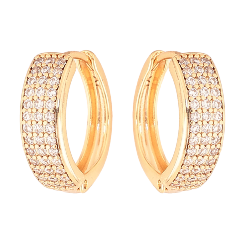 Сережки Xuping колір Позолота 18К колечка "Інкрустація кристалами" фото №1