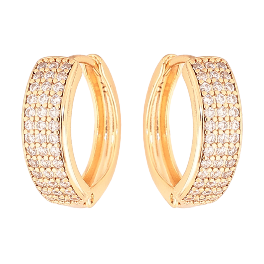 Серьги Xuping цвет Позолота 18К колечки "Инкрустация кристаллами" фото №1